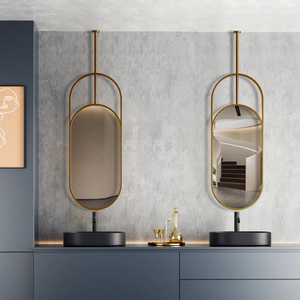 Sang Trọng Thép Không Gỉ Antique Brass Màu Phòng Tắm Tường Hiện Đại Trang Trí Gương Vàng Đóng Khung Dẫn Chiếu Sáng Tường Dài Gương - Product Image 3