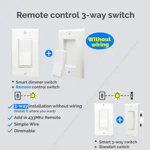 Productos inteligentes Serie Z Wave <span class=keywords><strong>Plus</strong></span> 800 Interruptor inteligente sin neutro Control remoto Interruptor de luz de pared de 3 vías Interruptores de atenuación - Product Image 3