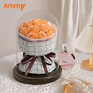 Ramo de rosas de jabón Ammy, cúpula de cristal, pequeño ramo de rosas de viento fragante, flor de jabón, regalos de San Valentín para mujeres - Product Image 4