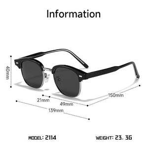 Lunettes de soleil polarisées demi-cerclées carrées UV400 en TR90, style rétro et tendance 2025, avec logo personnalisé, pour hommes et femmes - Product Image 4