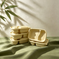 Nouvelle Arrivée 2026 : Boîte à Bento en Bambou pour Restaurant, 2, 3, 4 ou 5 Compartiments, Biodégradable avec Couvercle