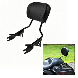 Respaldo de pasajero desmontable rápido para motocicleta con portaequipajes para Harley Touring 2009+ con soporte cromado negro - Product Image 3