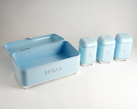 Poubelle à pain en acier durable avec 3 boîtes de rangement pour thé, café, sucre, pain et bocaux de stockage d'aliments secs