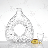 Bouteille en verre personnalisée d'usine, forme ronde/carrée, 750 ml, pour rhum, whisky, liqueur, gin, vin, spiritueux, vodka, avec bouchon en liège, décalcomanie et bouchon couleur bois clair