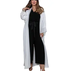 Роскошный мусульманский модный кардиган шифоновый халат с контрастной подкладкой сиамские брюки с поясом Абая Кабая джалабия Паранджа