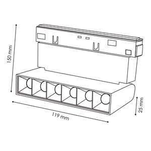 Faretto LED 6W per binario magnetico, colore nero, 48V, 3000K, ideale per l'illuminazione di spazi commerciali e residenziali. - Product Image 1