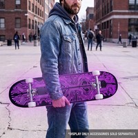 Planche de skateboard double rocker en fibre de carbone ultra-mince 8,5 mm, motif circuit violet cyber, 31 pouces, 8.0 8.25, personnalisable en gros, OEM