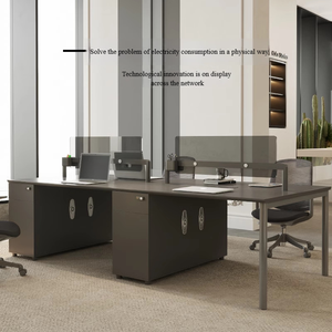 Poste de travail modulaire extensible et personnalisable, <span class=keywords><strong>bureau</strong></span> informatique moderne pour 2, 4 ou 6 personnes avec armoire intégrée pour espaces ouverts - Product Image 3