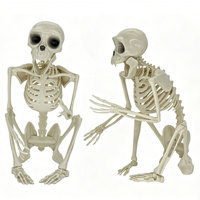 Figurine squelette de singe articulée d'Halloween, modèle d'os de primate flexible, accessoire effrayant pour décoration de cimetière, jardin ou maison hantée