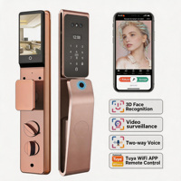 Serrure de porte intelligente Tuya WiFi avec reconnaissance faciale 3D, empreinte digitale, déverrouillage multiple, design moderne, pour maison et bureau