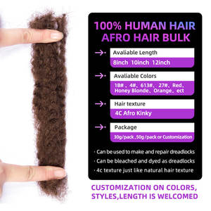Cheveux humains brésiliens 100% Remy afro crépus bruns en vrac, très demandés pour les tresses, les dreadlocks et le <span class=keywords><strong>crochet</strong></span> - Product Image 2