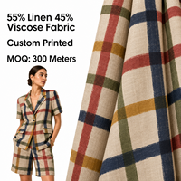 Tissu 55% Lin 45% Viscose, Poids Moyen, Tissé Slub, Imprimé Personnalisé, pour Shorts Bermuda, Vêtements et Confection, Vente en Gros