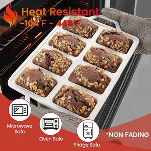 MUYULINS - Bandeja Rectangular para Repostería de 8 Cavidades, Grado Platino LFGB, Antiadherente, Libre de BPA, Molde de Silicona para Pasteles y Muffins - Product Image 6