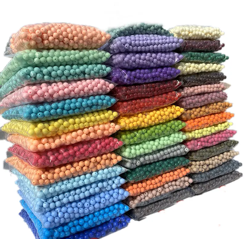 Big Factory 6/8/10/12/25MM Loose Cute Solid Round Color Acrylic Beads for DIY Crafts Making Bracelet Gifts Woven bag