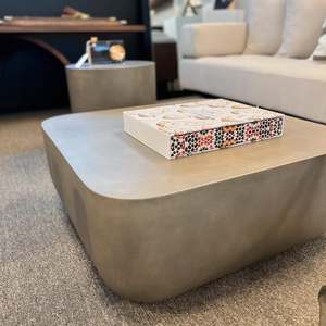 Vintage Style Geometric Gray Concrete Living Room <strong>Table</strong> Coffee <strong>Table</strong> Center <strong>Table</strong> Industrial Minimalism - Product Image 1