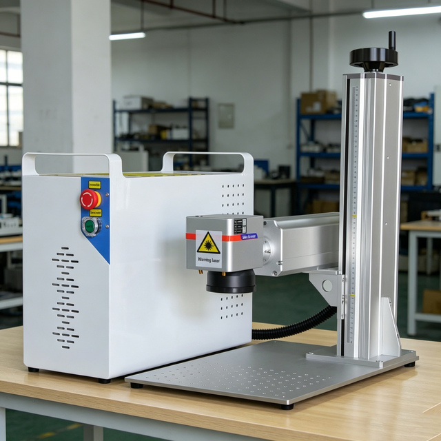 New Desktop 30W 50W 100W Fiber Laser Marker Engraver with Rotary Axis for Metal