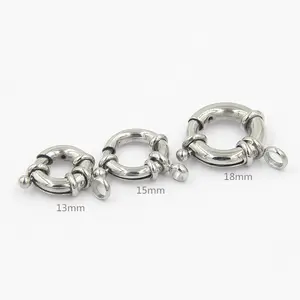 Jewelry Making Findings Stainless Steel Round Snap Hook Spring Ring Clasp for DIY Women Men Jewelry