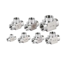 חוט התאמת צינור טי נירוסטה אבזרי <span class=keywords><strong>Pex</strong></span> NPT BSP צינור צינור מרפק אביזרי מכשיר צלב 4 כיוונים 3/4 נקבה טי T - Product Image 1