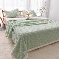 Chine Usine Super Doux Sherpa Fuzzy Flanelle Polaire Laine Double Face Chaud Hiver Confortable Fuzzy Jeter Couverture avec Corderito