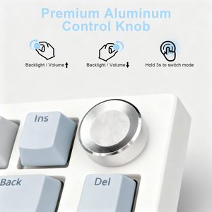 Wireless Mechanical Keyboard with <strong>Knob</strong> Backlit Side Printed PBT Keycaps 2.4GHz USB-C BT5.0 Mechanical Gaming Keyboards - Product Image 6