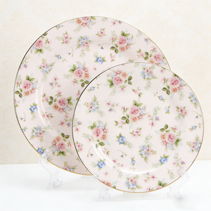 Set di Piatti Piani in Ceramica con Design Floreale Primaverile Personalizzato all'Ingrosso 8 10 12 Pollici Piatti in Porcellana con Fiori - Product Image 1