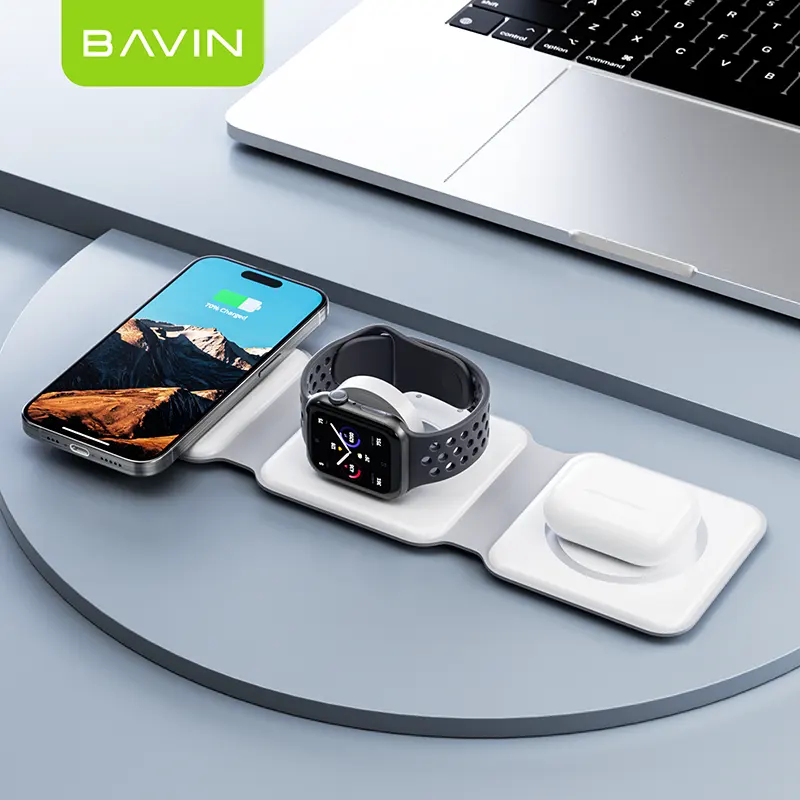 BAVIN venta al por mayor PC962 teléfono portátil de carga rápida 3 en 1 cargadores multifunción inalámbricos