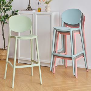 Silla de <span class=keywords><strong>Bar</strong></span> Moderna Minimalista con Respaldo, Apilable, para Cocina Comercial, Taburete Alto, Silla de Comedor de Plástico Creativa de Diseño - Product Image 4