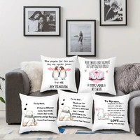 Housse de coussin décorative d'intérieur 45x45cm en lin imprimé style nordique, motif plage et aquarium, pour la Saint-Valentin - Nouveauté en gros