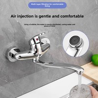 Robinet mural chaud-froid en acier inoxydable électroplaqué, avec cartouche céramique à longue portée, deux-en-un pour évier de cuisine/lave-vaisselle/lave-linge