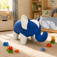 Fauteuil Ottoman en Cuir PU pour Enfants, Motif Éléphant, Chaise de Loisirs Rembourrée Créative avec Hauteur Réglable pour Chambre et Hôtel