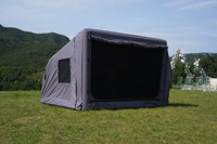 Tente de camping gonflable OEM ODM, directement de l'usine, tente de glamping à air en coton mélangé 4 saisons avec cheminée et port pour câble, couleur kaki