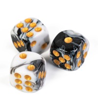Dés en marbre noir et blanc personnalisables de 16 mm, gravés et imprimés, jeu de dés pour jeux de société D&D avec logo