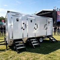 Toilettes mobiles sur remorque, robustes et personnalisées, avec cuvette en acier inoxydable, pour chantier de construction industriel