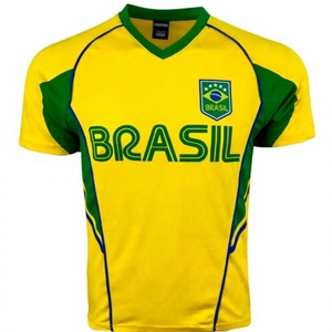 Maillot de football Brésil pour homme Icon Sports, tailles adultes, 100 % polyester, importé, manches courtes - Product Image 1