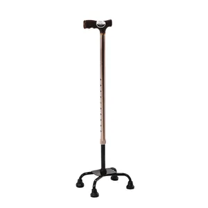 easy carry plastic base height adjustment Anodized frame lightweight fashion canes for older people 4 leg aluminum walking cane