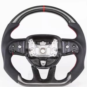 Accessoires de voiture adaptés <span class=keywords><strong>à</strong></span> Dodge Gt Srt <span class=keywords><strong>Challenger</strong></span> Charger, volant personnalisé en cuir perforé et fibre de carbone forgée - Product Image 6
