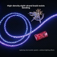 Cable de Datos para Teclado Mecánico de 240W, RGB Monocromático, Eje Magnético, Aleación de Zinc, USB Tipo-C, Personalizado, 8K, Esports