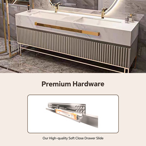 Meuble-lavabo autoportant moderne avec vasque en céramique et miroir intelligent 36-92 pouces, lavabo simple en bois pour villa - Product Image 5