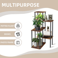 Support pour plantes Étagère à fleurs d'intérieur noire à 5 niveaux en métal pour plusieurs plantes Coin Tall Flower Holders