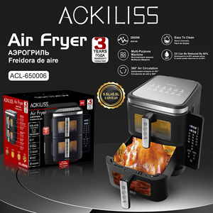 ACKILISS <span class=keywords><strong>Friggitrice</strong></span> <span class=keywords><strong>ad</strong></span> <span class=keywords><strong>Aria</strong></span> da 2800W Progettata per Cottura a Doppio Cestello con Circolazione dell'<span class=keywords><strong>Aria</strong></span> a 360 Gradi e Alta Potenza - Product Image 2