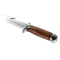 Couteau droit de chasse en plein air Couteau droit de personnalisation en acier 3Cr13 couteau à lame fixe de camping avec manche en cuir d'aluminium