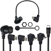 Kostenlose Probe Wasserdichtes 90-Grad-USB-2.0-Verlängerungskabel mit Micro-Stecker auf Micro-Buchse für Panelmontage