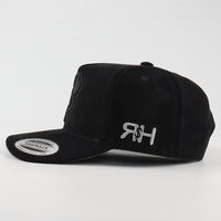 Casquette de baseball unisexe en suède noir avec logo brodé de haute qualité, patch tissé, 5 panneaux, pour le sport en extérieur, vente en gros