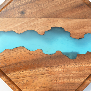 Plateau à salade de fruits en résine époxy en bois de noyer octogone plateaux carrés servant des assiettes à pain pour plat de nourriture végétale - Product Image 5