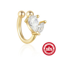 Gaby nouveau argent sterling 925 boucles d'oreilles pendantes zircon goutte d'eau or cartilage faux piercing bijoux en gros pour les femmes