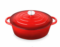 Fourniture d'usine en Chine casserole ovale en fonte enduite d'émail entier ustensiles de cuisine pot ovale avec LOGO four hollandais personnalisé de haute qualité