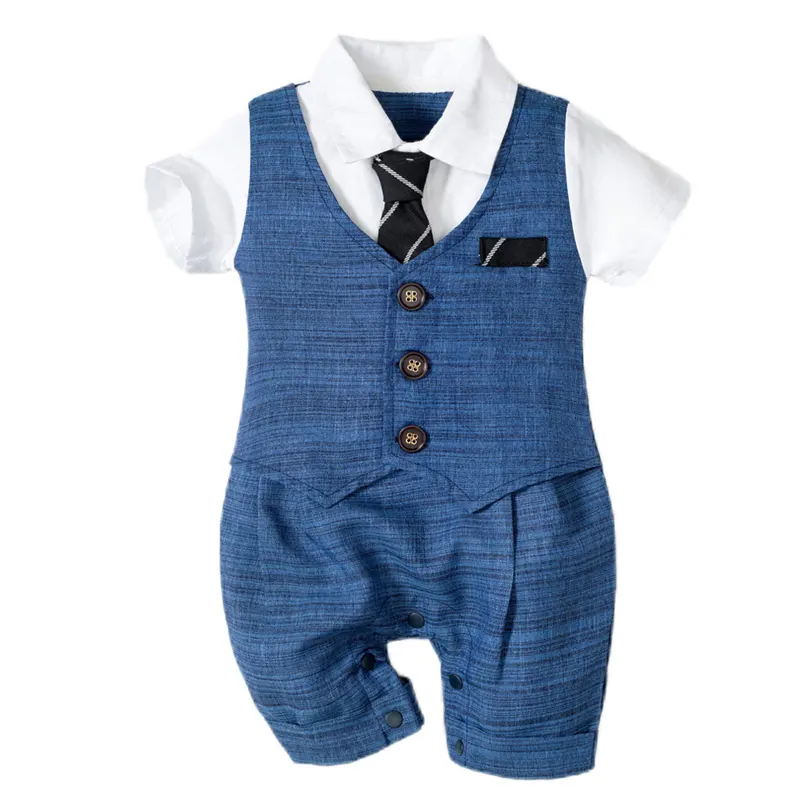 0-24 Months Baby Party Outfit Boys' Clothing First Birthday Gift Wear Newborn Vest Tie Romper Set Baby Boy Formal Clothing Suit