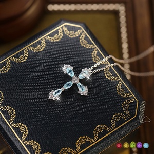 Pendentif en forme de croix en pierre de cristal naturel violet, collier en argent sterling s925, bijoux pour femmes, cadeau - Product Image 2