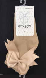 Chaussettes pour bébés filles nouveau-nées en coton uni de différentes tailles, hauteur genou, colorées, avec nœud en dentelle - Product Image 2