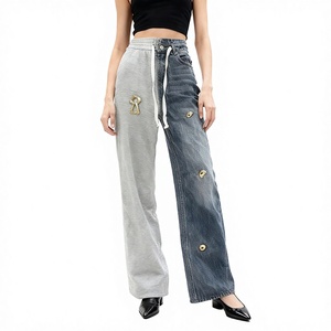 LUXE ENTERPRISES Jeans Acampanados de Mujer de Cintura Alta, Lavado Claro, Tejido Desgastado con Cinturón Envolvente Deshilachado - Product Image 3
